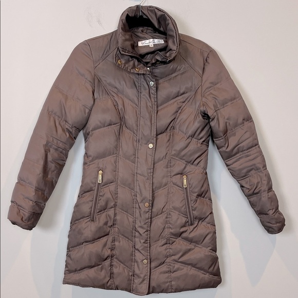 Kenneth Cole Size XS Women Down Puffer Coat Winter Jacket Brown Bronze - Picture 1 of 9